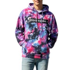 Zoo York Multicolour Tie Dye Graphic Drawstring Layering Hoodie Large